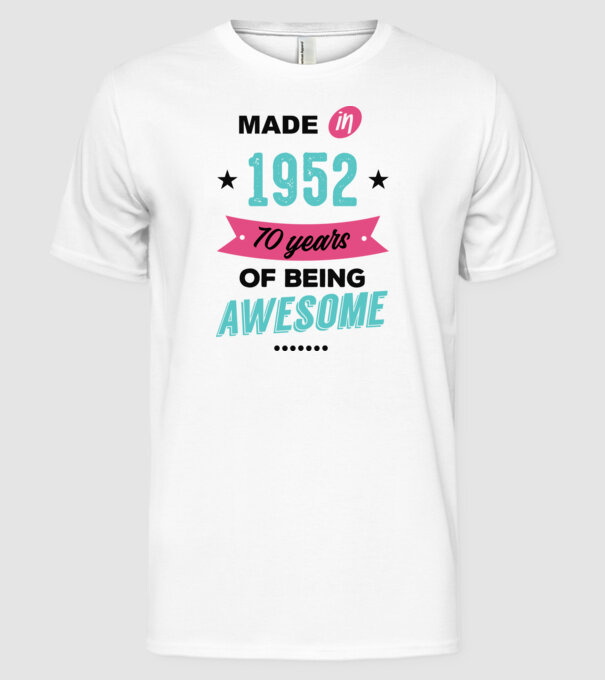 MADE in 1952 model alb pe tricou