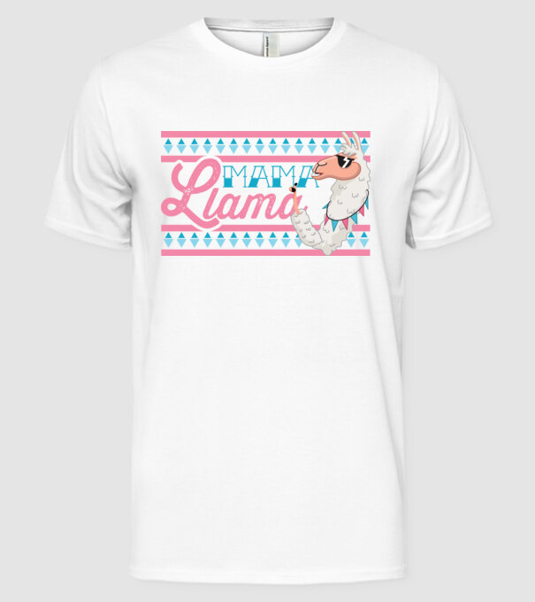 Mama LLama model alb pe tricou