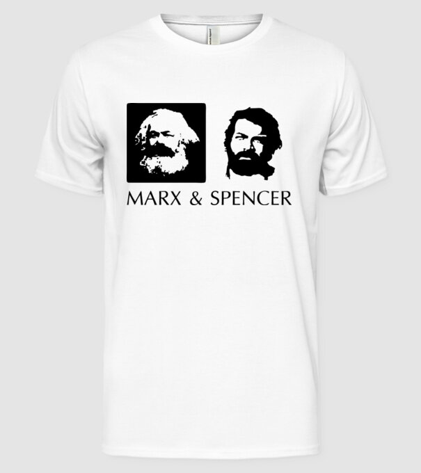 Marx és Bud Spencer model alb pe tricou