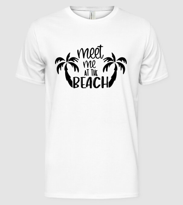 Meet me at the beach model alb pe tricou