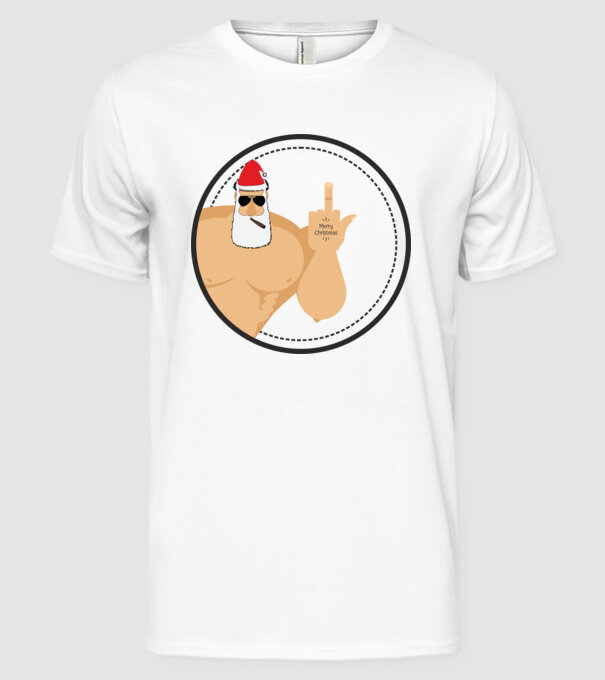 'Merry F''in Xmas' model alb pe tricou