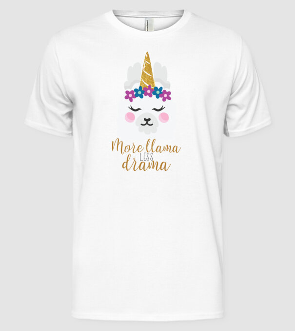 More Llama less drama model alb pe tricou