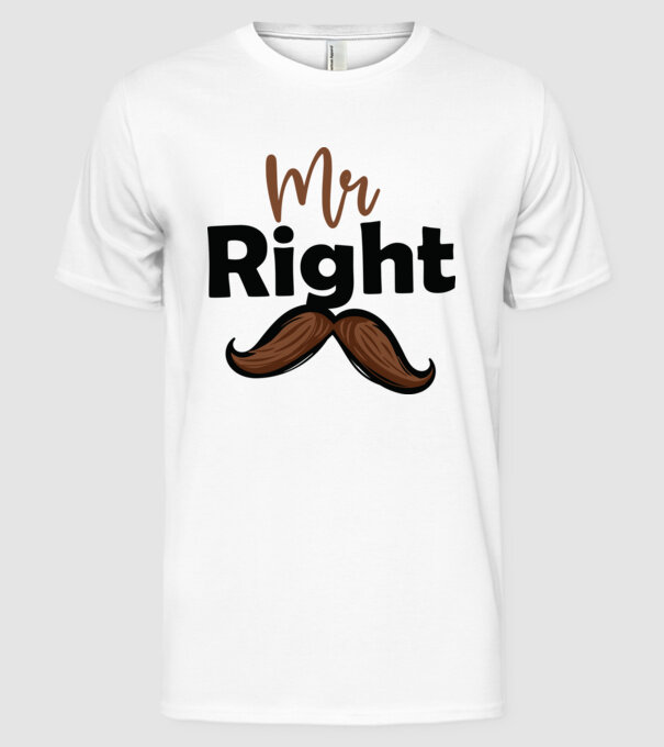 Mr right model alb pe tricou