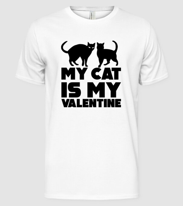 My cat is my valentine black model alb pe tricou