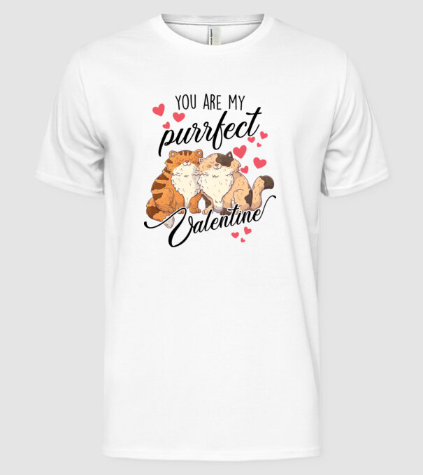 My purrfect valentine model alb pe tricou