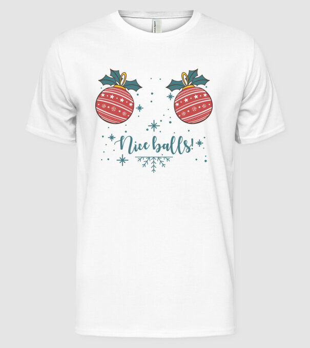 Nice Balls model alb pe tricou