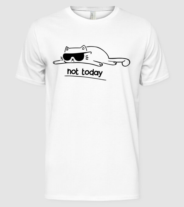 not today kitty model alb pe tricou