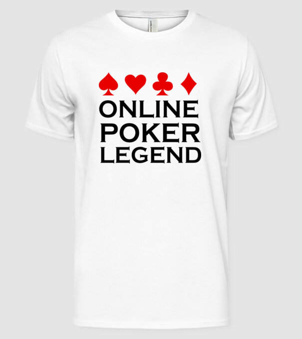 Online Poker Legend model alb pe tricou