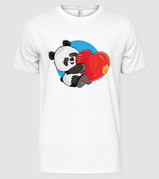 Dragoste panda model alb pe tricou