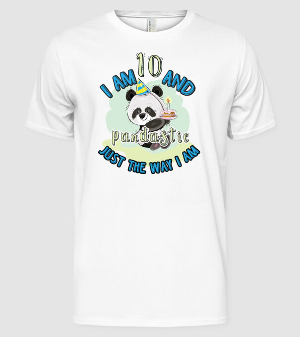 PANDASTIC 10 model alb pe tricou