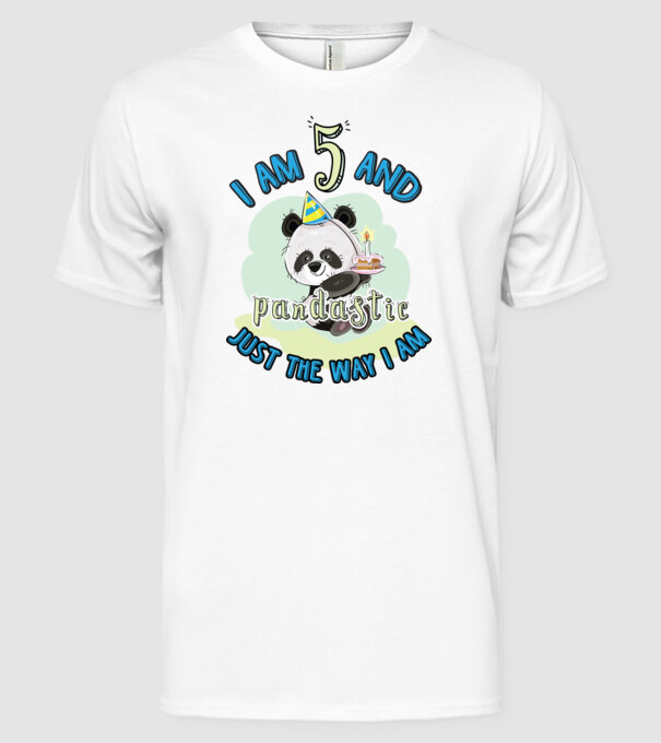 PANDASTIC 5 model alb pe tricou