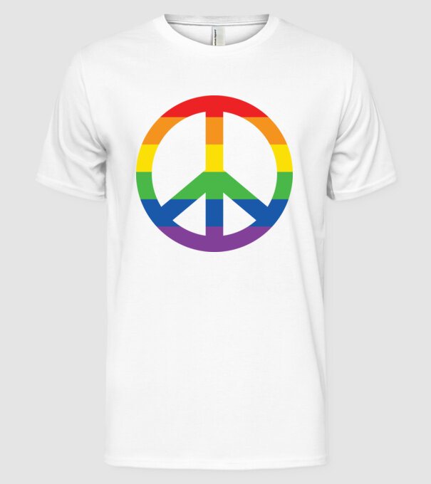 Peace pride model alb pe tricou