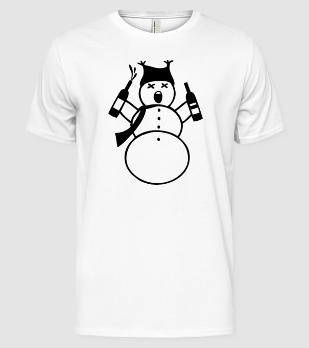 Om de zăpadă beat model alb pe tricou
