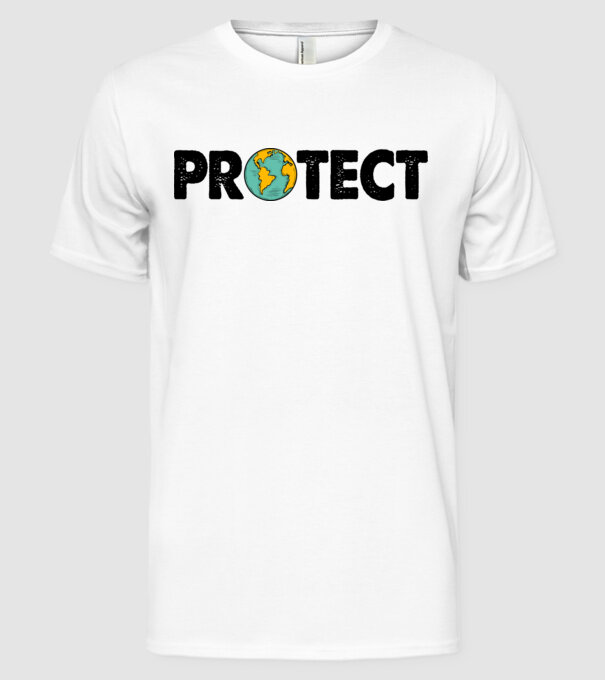 Protect earth model alb pe tricou