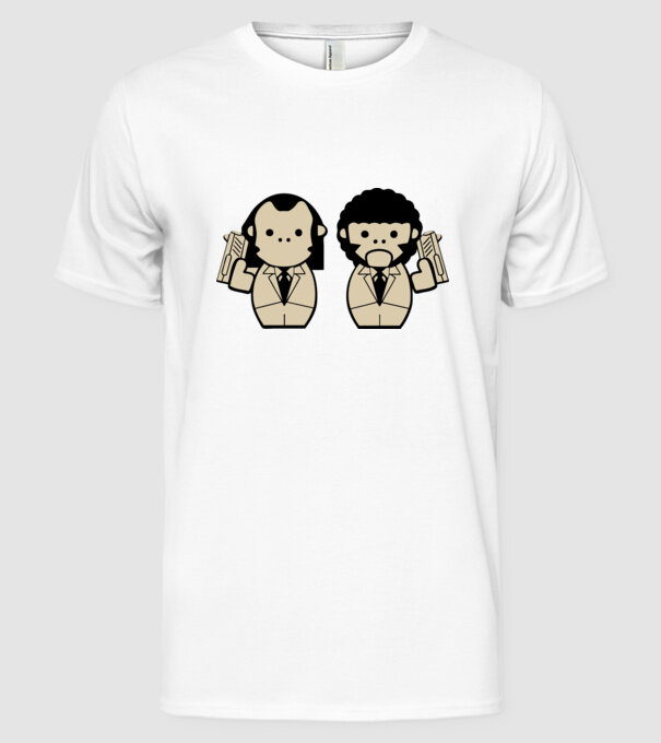 Pulp Fiction draw model alb pe tricou