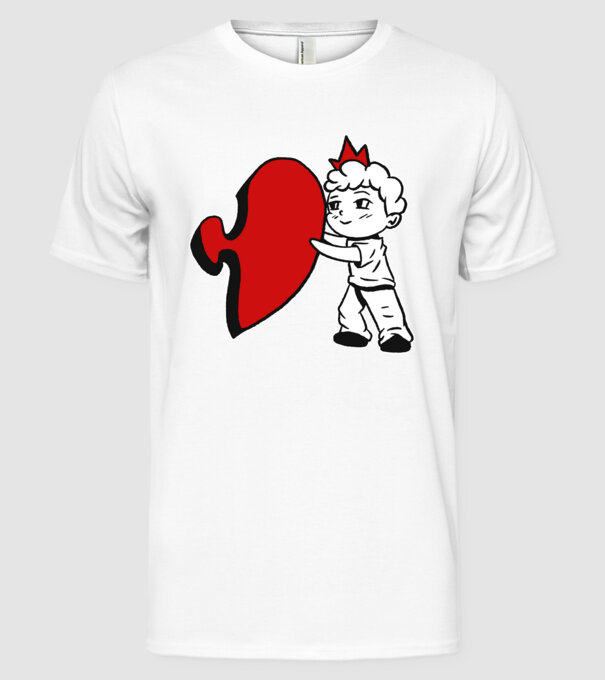 Pereche Puzzle băiat model alb pe tricou