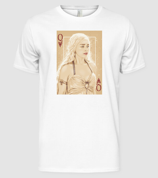 Queen Card model alb pe tricou