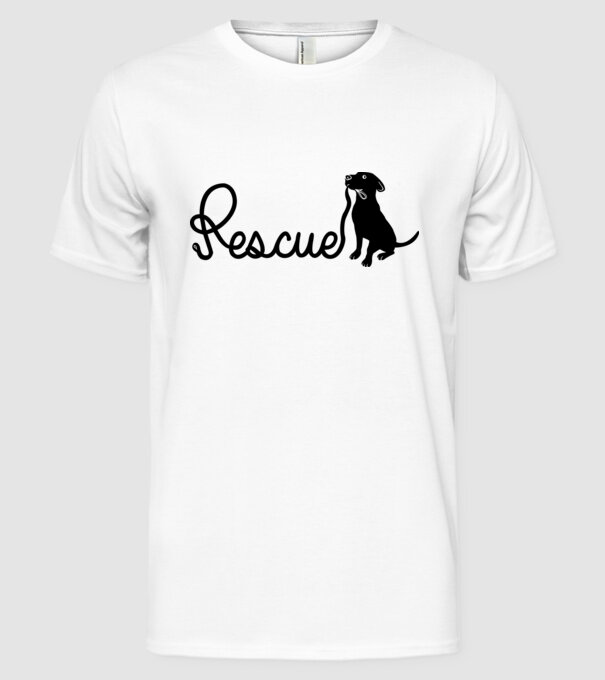 Rescue dog model alb pe tricou