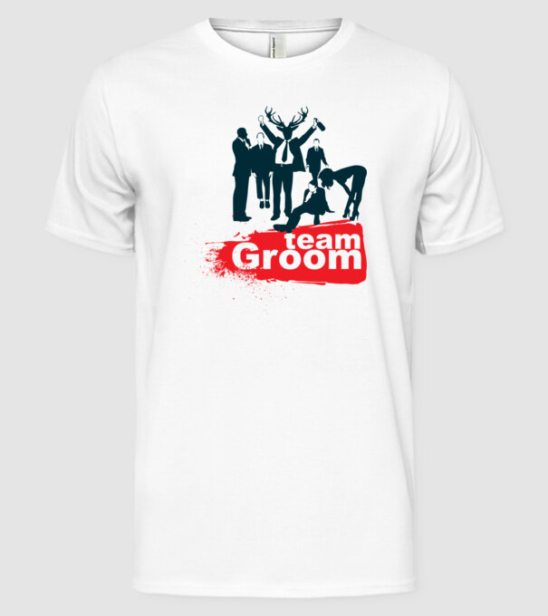 Reservoir Groom Team model alb pe tricou