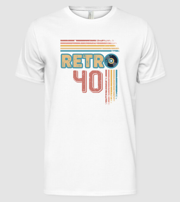 Retro 40 Birthday model alb pe tricou
