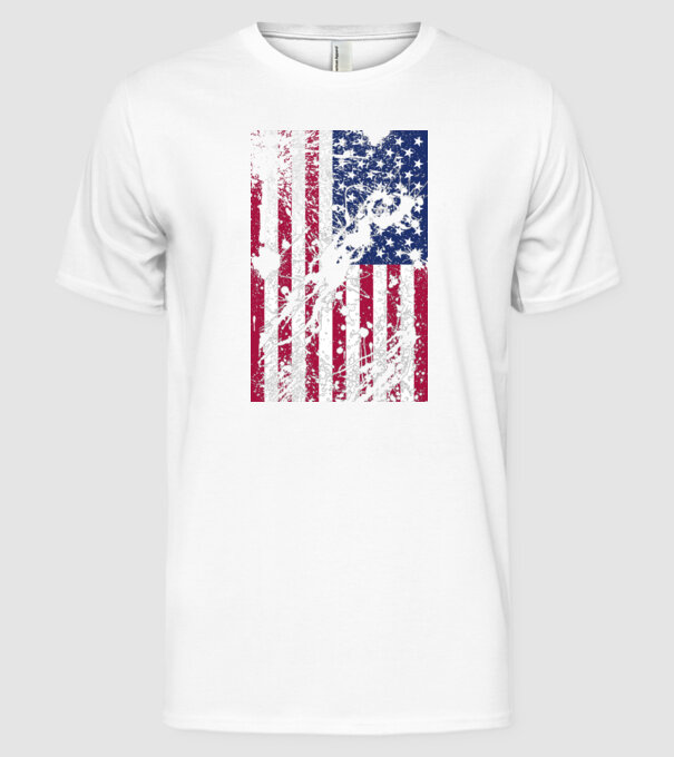 ripped flag U.S. model alb pe tricou