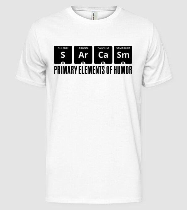 Sarcasm model alb pe tricou