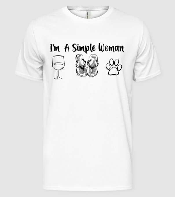 Simple doggy woman model alb pe tricou