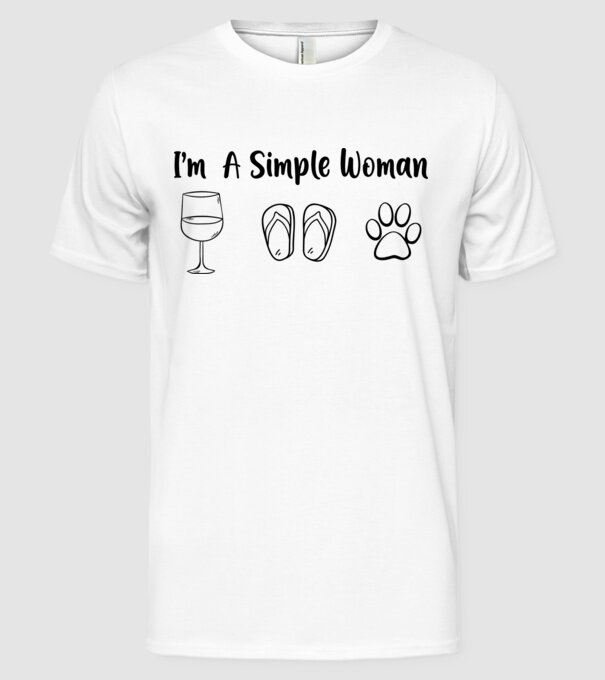 Simple doggy woman model alb pe tricou