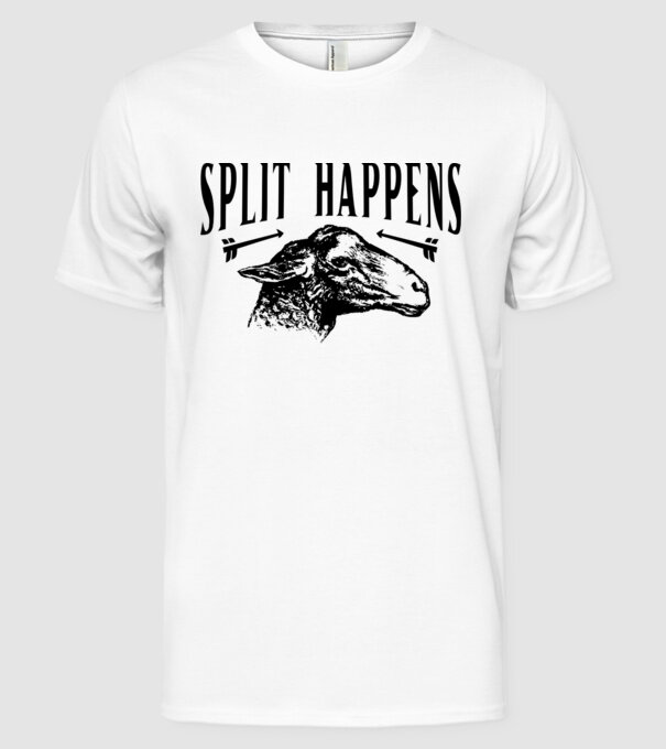 Split happens model alb pe tricou