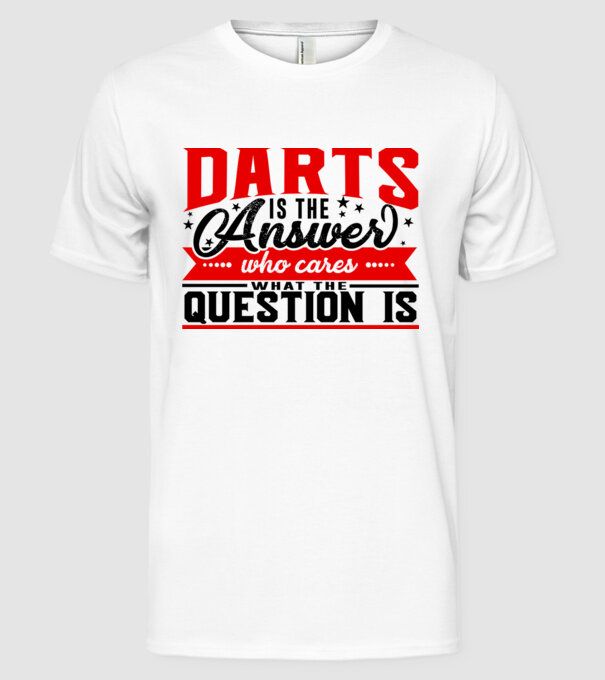 Sport is the answer DARTS model alb pe tricou