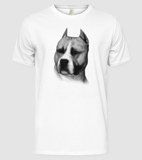 Staffordshire Terrier model alb pe tricou