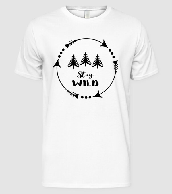 Stay wild arrows circle model alb pe tricou