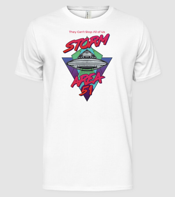 storm area 51 ufo model alb pe tricou