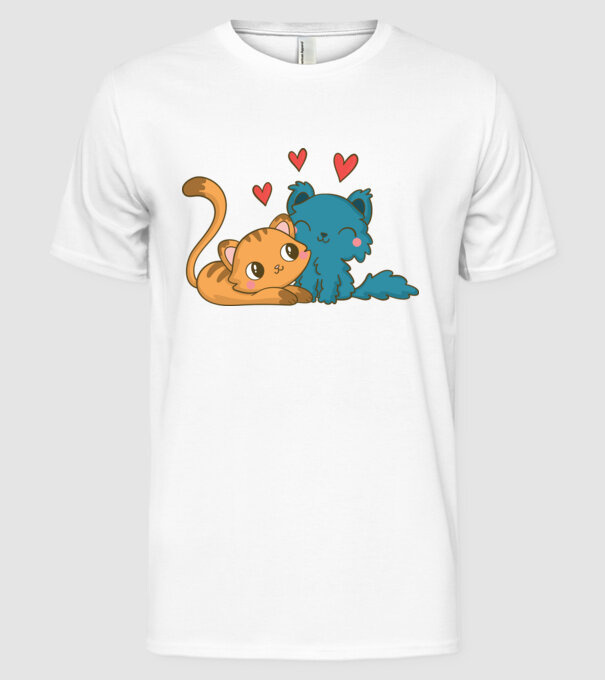 PISICUȚE ÎNDRĂGOSTITE 1 model alb pe tricou