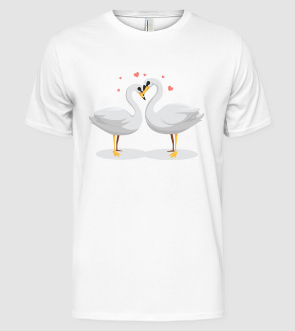 LEBEDE ÎNDRĂGOSTITE model alb pe tricou