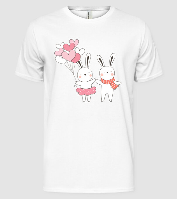 IEPURAȘI ÎNDRĂGOSTIȚI 3 model alb pe tricou