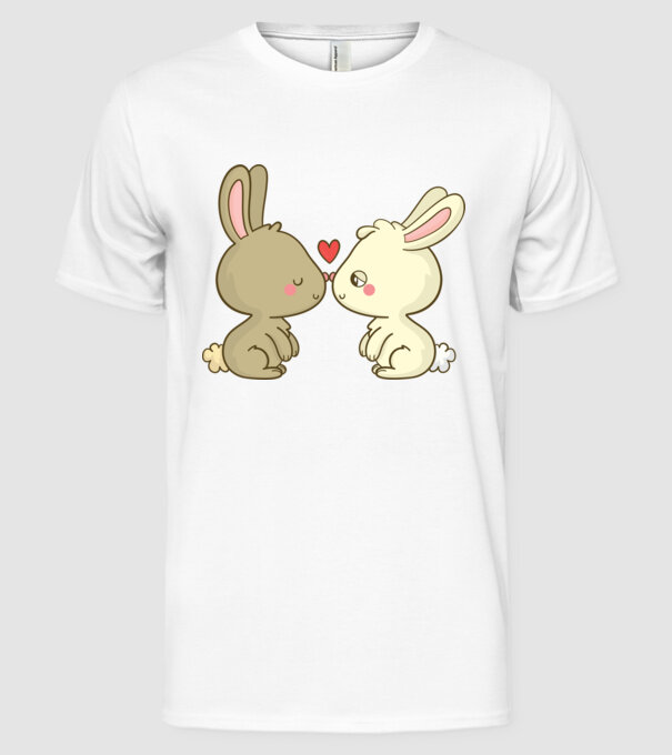 IEPURAȘI ÎNDRĂGOSTIȚI model alb pe tricou