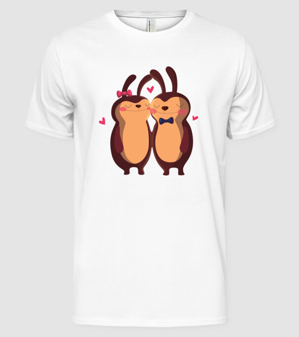 IEPURAȘI ÎNDRĂGOSTIȚI model alb pe tricou