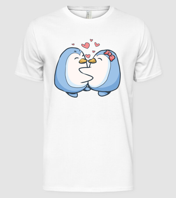 PINGUIN ÎNDRĂGOSTIT 3 model alb pe tricou