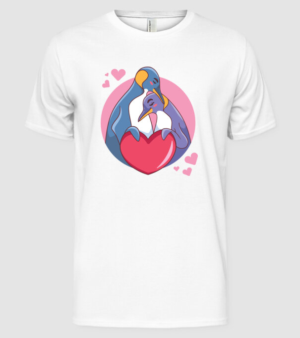 PINGUIN ÎNDRĂGOSTIT 5 model alb pe tricou