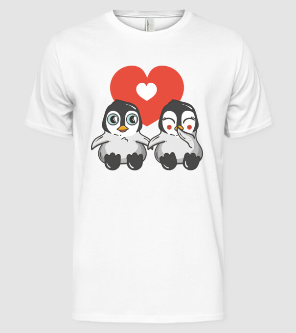 PINGUINI ÎNDRĂGOSTIȚI 7 model alb pe tricou