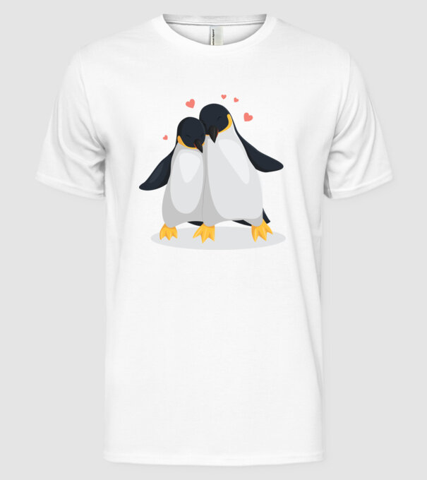 PINGUINI ÎNDRĂGOSTIȚI 8 model alb pe tricou