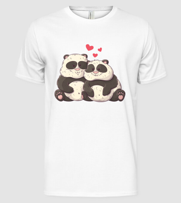 URȘI PANDA DOLOFANI ÎNDRĂGOSTIȚI model alb pe tricou