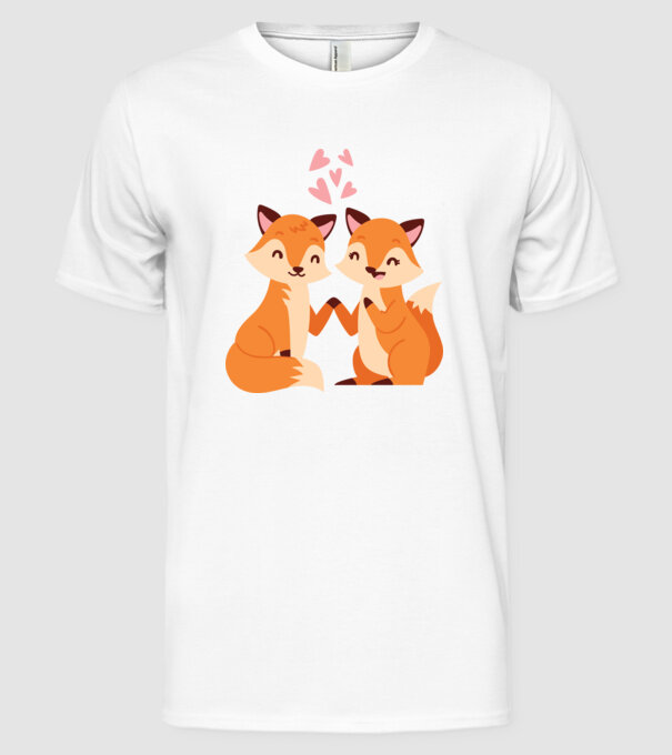VULPI ÎNDRĂGOSTITE model alb pe tricou