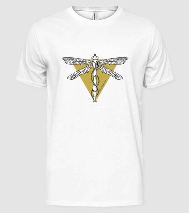 Libelulă model alb pe tricou