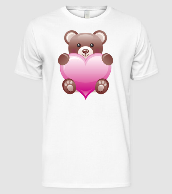Ursuleț inimos model alb pe tricou