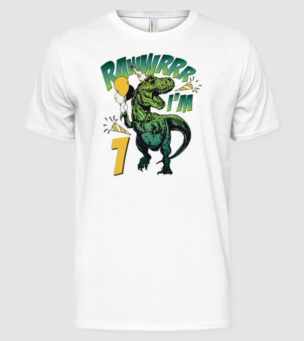 'Birthday Dinosaur rawww i''m 1' model alb pe tricou