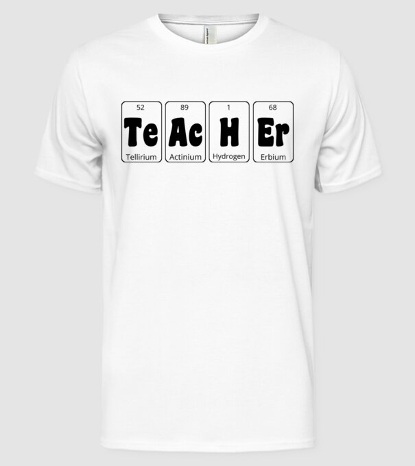 Teacher periodic model alb pe tricou