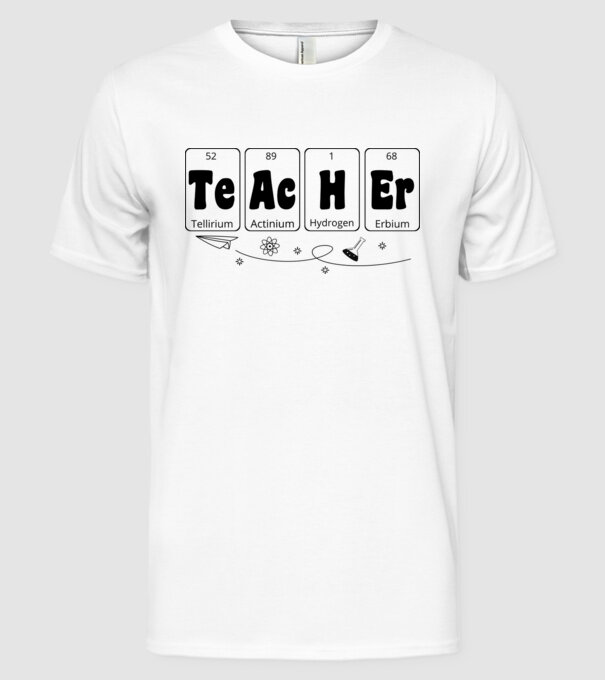 Teacher periodic model alb pe tricou