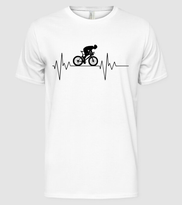 Biker Heartbeat model alb pe tricou